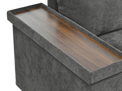 L Shaped Couch With Pull Out Bed And Storage Sectional Sleeper Sofa With Hidden Storage, Wide Armrest With Storage, For Living Room, Apartment, Bedroom, Office