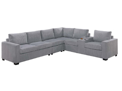 Modern Style L-Shape Sectional Set, USB Ports, Cup Holder