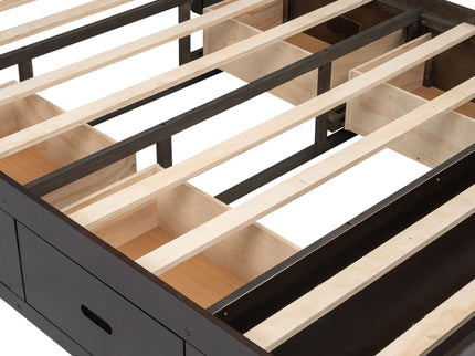 Platform Bed With Storage Headboard, Shoe Rack And 4 Drawers