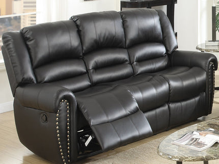 Plush Relax 1 Piece Power Reclining Sofa With Padded Armrests, 3 Seat Living Room Furniture - Black