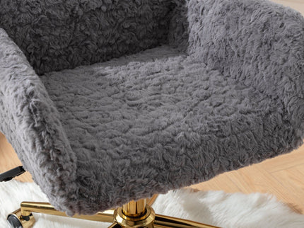 Office Chair, Artificial Rabbit Hair Home Office Chair With Metal Base, Adjustable Desk Chair Swivel Office Chair, Vanity Chair