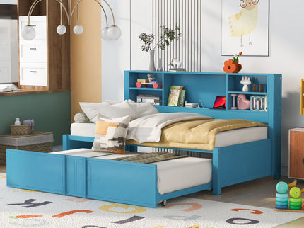 Industrial Metal Daybed With Trundle, Storage Shelves, USB Ports