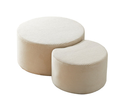 Modern Upholstered Round Coffee Table For Living Room (Set of 2)
