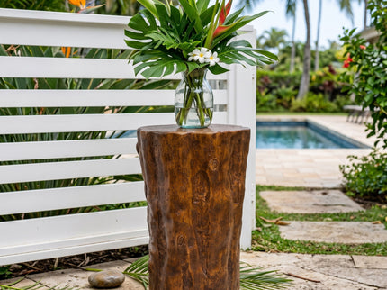 Tree Stump Side Table, Indoor / Outdoor Use - Antique Brown