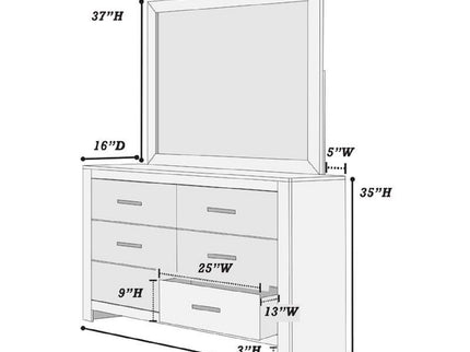 1 Piece Dresser 2 Tone Sleek 6 Drawers Bedroom Furniture - White