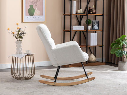 Teddy Fabric Rocking Gilder Nursery Chair For Living Room Indoor - Ivory