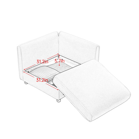 Stylish Sofa With Storage Seat And Cylindrical Backrest