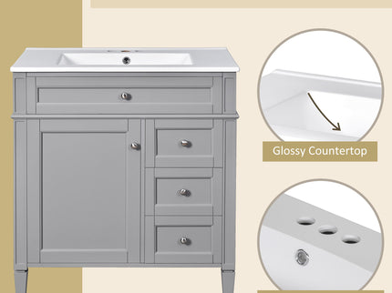 Bathroom Vanity With Top Sink, 2 Drawers & Tip Out Drawer