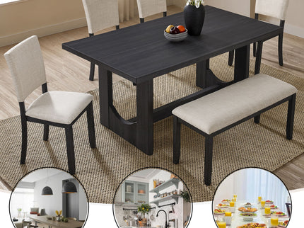 Dining Table Set, Rectangular Kitchen Table With Upholstered Chairs