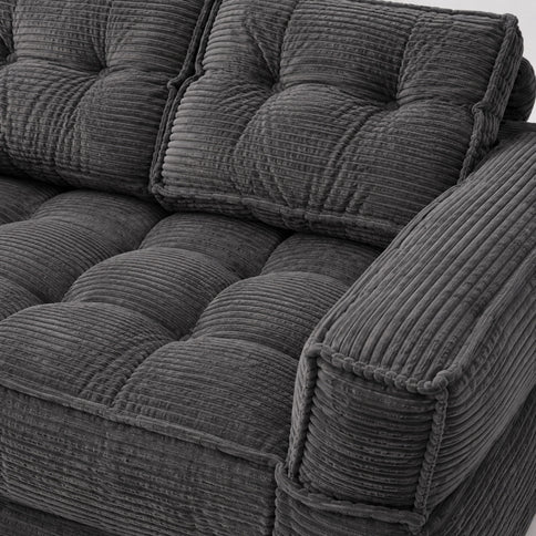 2 Seater Modular Corduroy Sofa With Chaise Lounge For Living Room
