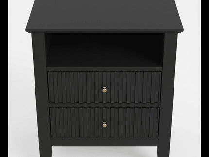 Fluted Nightstand With 2 Drawers