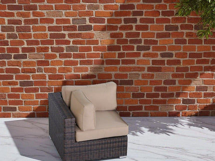 Outdoor 33" Wide Corner Wedge With Cushions - Beige / Brown
