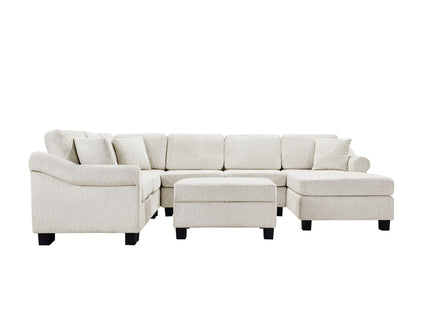 Contemporary U - Shaped Sectional Sofa With Movable Storage Ottoman
