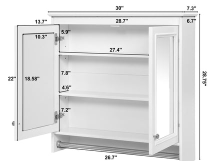 Modern Wall-Mounted Mirror Cabinet With Adjustable Shelves, Soft-Close Doors, High-Definition Mirror