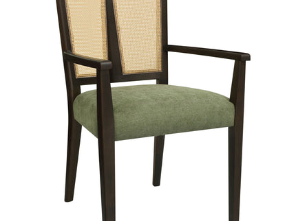 Mid Century Modern Arm Dining Chair Set With Rattan Backrest