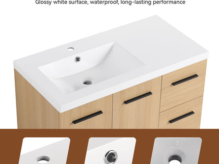 Wall Mounted Floating Bathroom Vanity With Sink, Door & Drawers Modular Cabinet