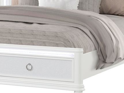 Abigale - Bed & LED Lighting And 2 Drawer Storage Footboard