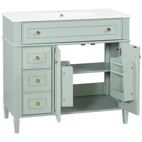 Bathroom Vanity With Sink, 3 Drawers & 2 Doors