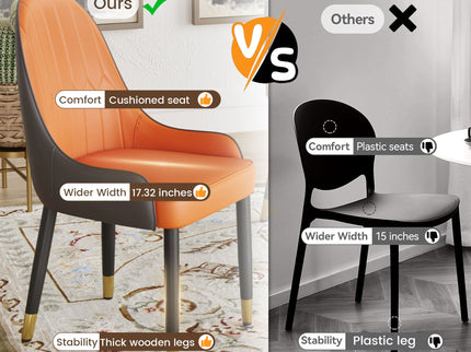 Modern Sponge-Filled Dining Chair, Solid Wood Metal Legs, Suitable For Restaurants, Living Rooms And Rooms (Set of 2)