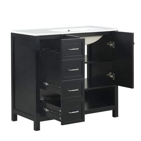 Bathroom Vanity With Sink Top, Bathroom Vanity Cabinet With 2 Doors And 2 Drawers, Open Shelf