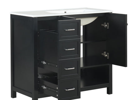 Bathroom Vanity With Sink Top, Bathroom Vanity Cabinet With 2 Doors And 2 Drawers, Open Shelf