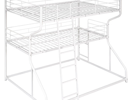 Industrial Triple Bunk Bed With Dual Ladders Frame, Space Saving Design