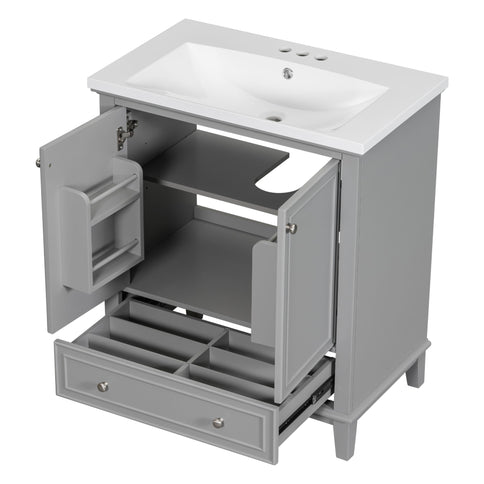 Modern Bathroom Vanity With Sink Combo, Multi Functional Cabinet With Doors And Drawer