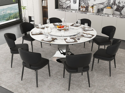 Round Dining Table With 6 Chairs Set - Silver