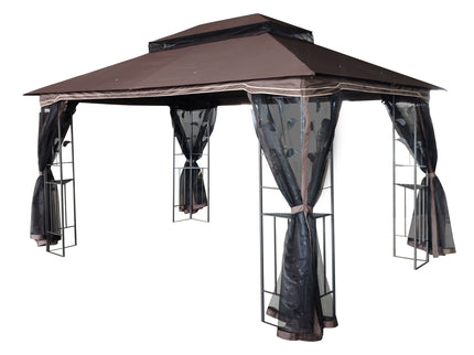 Patio Gazebo Tent With Ventilated Double Roof And Mosquito Net For Backyard Or Garden