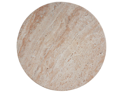 Outdoor / Indoor Lightweight Concrete Side Table With Travertine - Beige