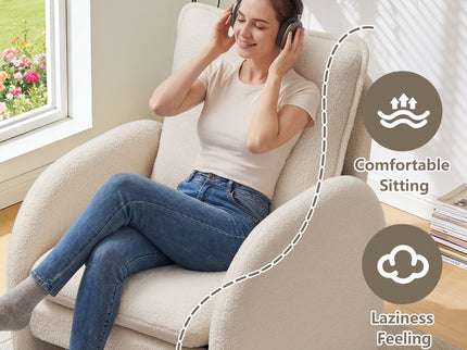 Modern Sherpa Upholstered Accent Chair, Comfortable Living Room Armchair, Lounge Chair For Bedroom, And Office