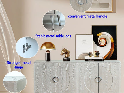 Modern Lacquered 4 Door Wooden Cabinet Sideboard Buffet Server Cabinet Storage Cabinet, For Living Room, Entryway, Hallway, Office, Kitchen And Dining Room