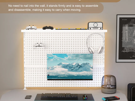 Clamp On Desk Pegboard With Single Monitor Stand