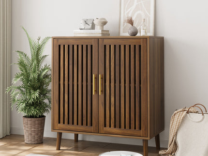 Grille Striped Sideboard Buffet Cabinet With Storage
