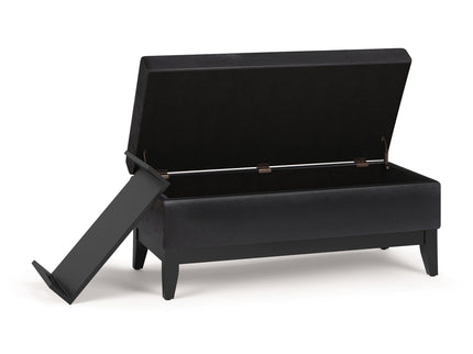 Oregon - Storage Ottoman Bench With Tray - Distressed Black