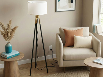 Sway - Floor Lamp With On / Off Switch Triple Legs Shade - Black / Gold / White