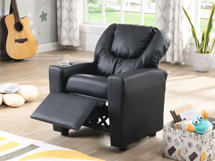 Sally Deluxe Kids Recliner Chair With Cup Holder - Black