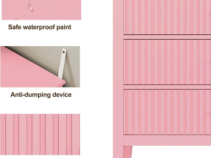 Fluted 3 Drawer Nightstand With Soft Close Slides