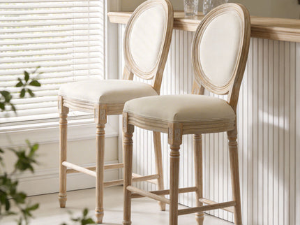 French Country Bar Chairs & Round Back (Set of 2)