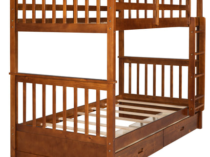 Bunk Bed With Ladders And 2 Storage Drawers