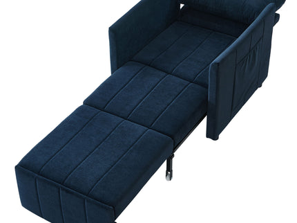 Upholstered Convertible Sleeper Sofa With 5 Position Backrest, Side Pockets, Storage