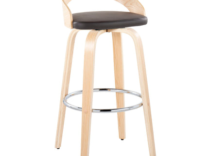 Grotto - Contemporary Fixed-Height Barstool With Swivel With Round Footrest (Set of 2)