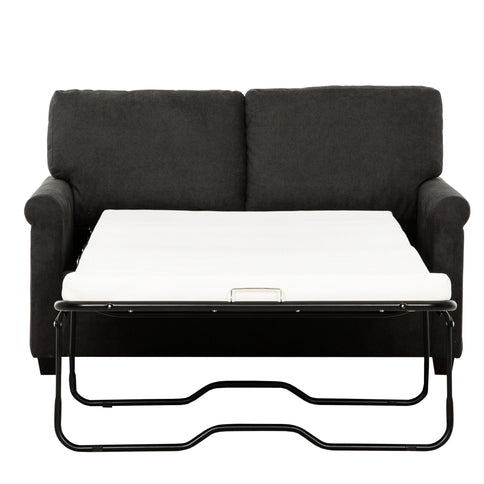 Convertible Twin Sleeper Sofa With USB Ports, 2 Seater Upholstered Loveseat - Dark Gray