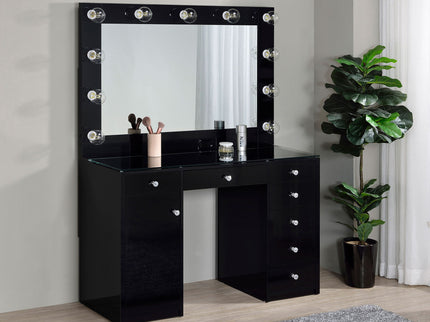 Fern - 7 Drawer Vanity Set With Mirror And Globe Lights