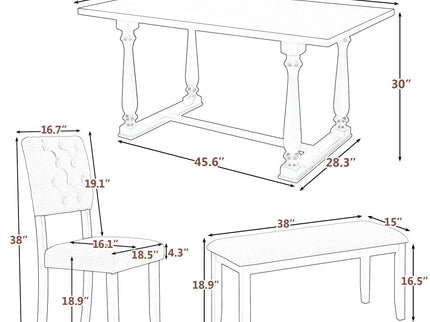 6 Piece Dining Set Retro Style