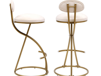 Bar Stools Upholstered Counter Height Barstools For Kitchen Island Modern Dining Chairs With Footrest (Set of 2)