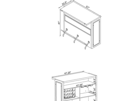 Garrison - 5 Shelf Home Bar Wine Cabinet With Stemware Racks And 12 Bottle Wine Storage - Oak