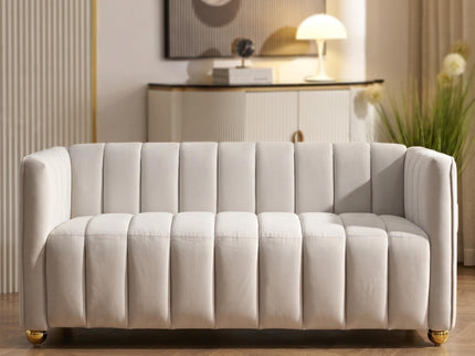 Vertical Channel Tuft Sofa For Apartment Lounge - Ivory