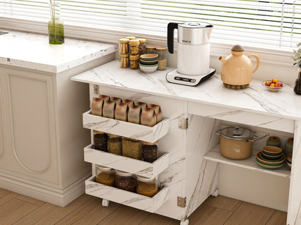 4 In 1 Folding Sewing Table With Lockable Wheels, Multi Functional Craft Station - White