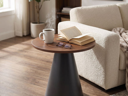 Nesting Coffee Table, Adjustable Foot Pads For Living Room (Set of 2) - Walnut / Black